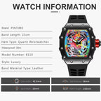 Luxury Watch Men Wrist Watches Tonneau Multifunction Graffiti Dial Auto Date Waterproof Sports Casual Clock Men Quartz Watches