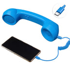Blue USB-C retro telephone handset