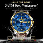 Fashion Man Watch Waterproof Luminous Date Week Business Men Watch High Quality Leather Men'S Quartz Wristwatches Reloj