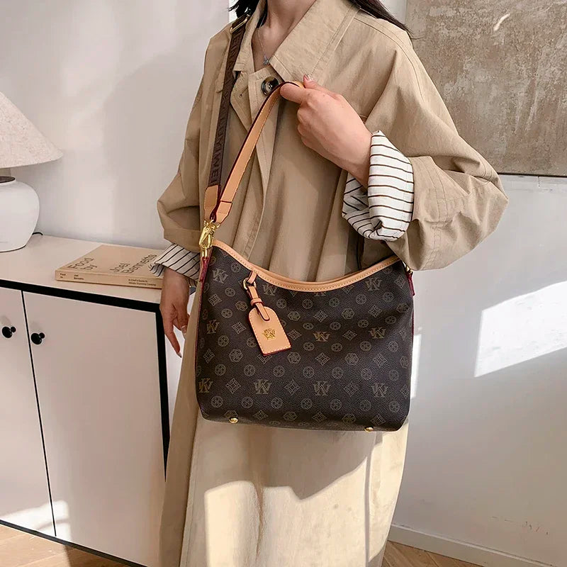 Elegant Large Capacity Designer Diaper Tote Bag for Women – Vintage Pattern Shoulder & Crossbody Mom Bag