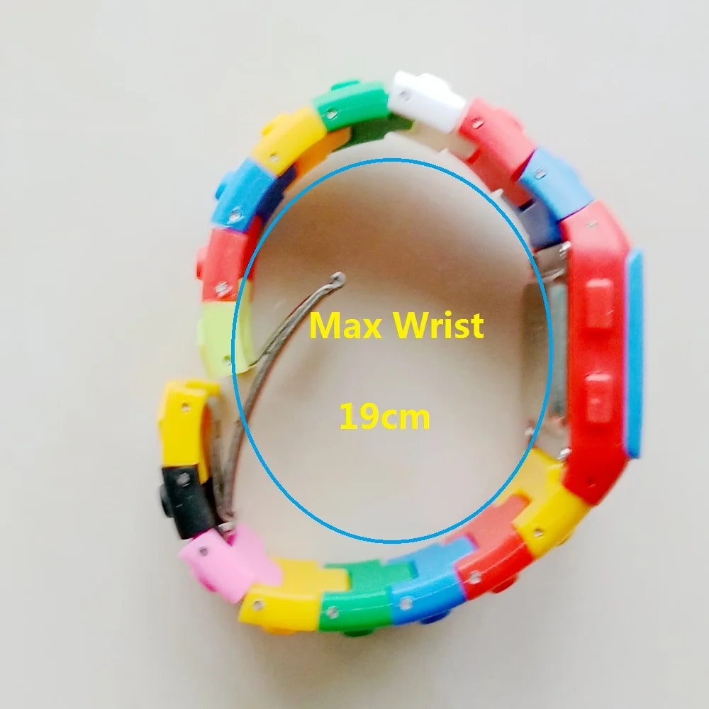 SHHORS Building Blocks Rainbow DIY Digital Electronic Women Mens Students Big Girls Boys Clock Alarm Sports Wrist Watches Gift