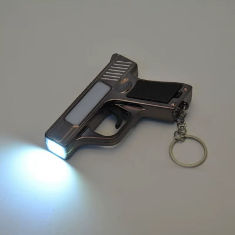 Pistol Shaped Keychain Light Mini Hand Press Power Generation LED Flashlight Portable COB Work Light Pocket Small Torch Pendant