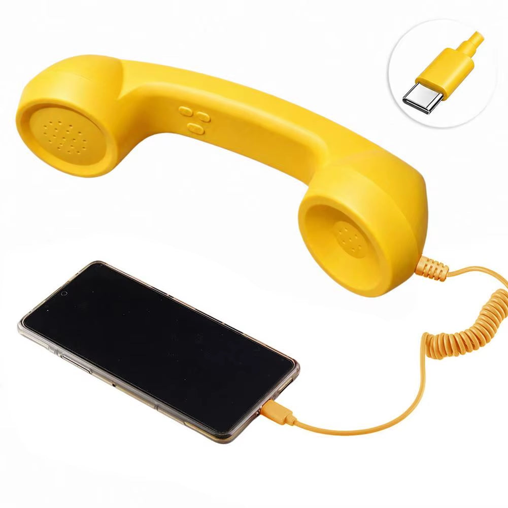 Yellow USB-C retro telephone handset