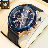 OLEVS 9915 Horizon Men’s Quartz Watch – Oversized Dial & Leather Strap