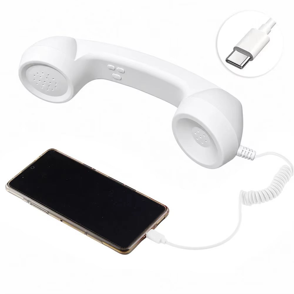 White USB-C retro telephone handset