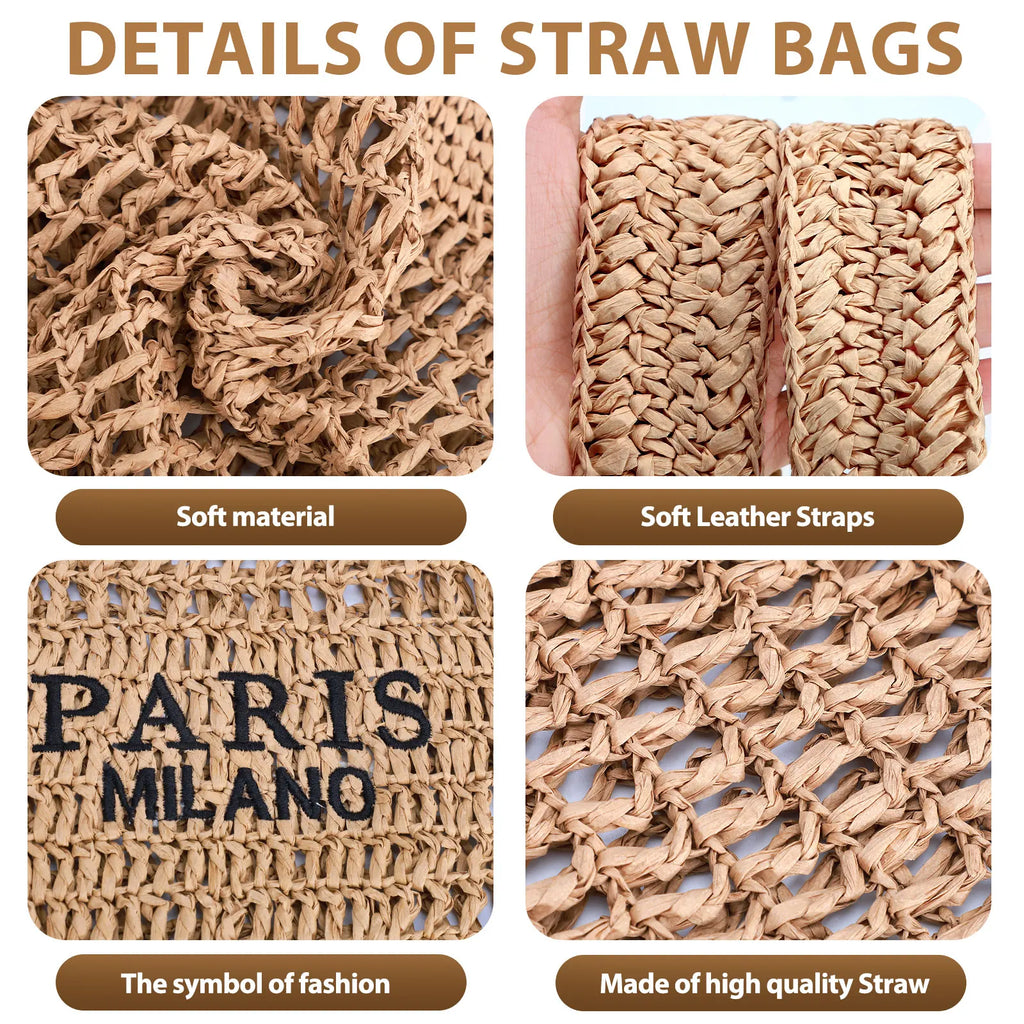 Oversized Woven Straw Beach Tote for Women – Large Crochet Mesh Shoulder Bag, Summer Vacation & Travel Carryall