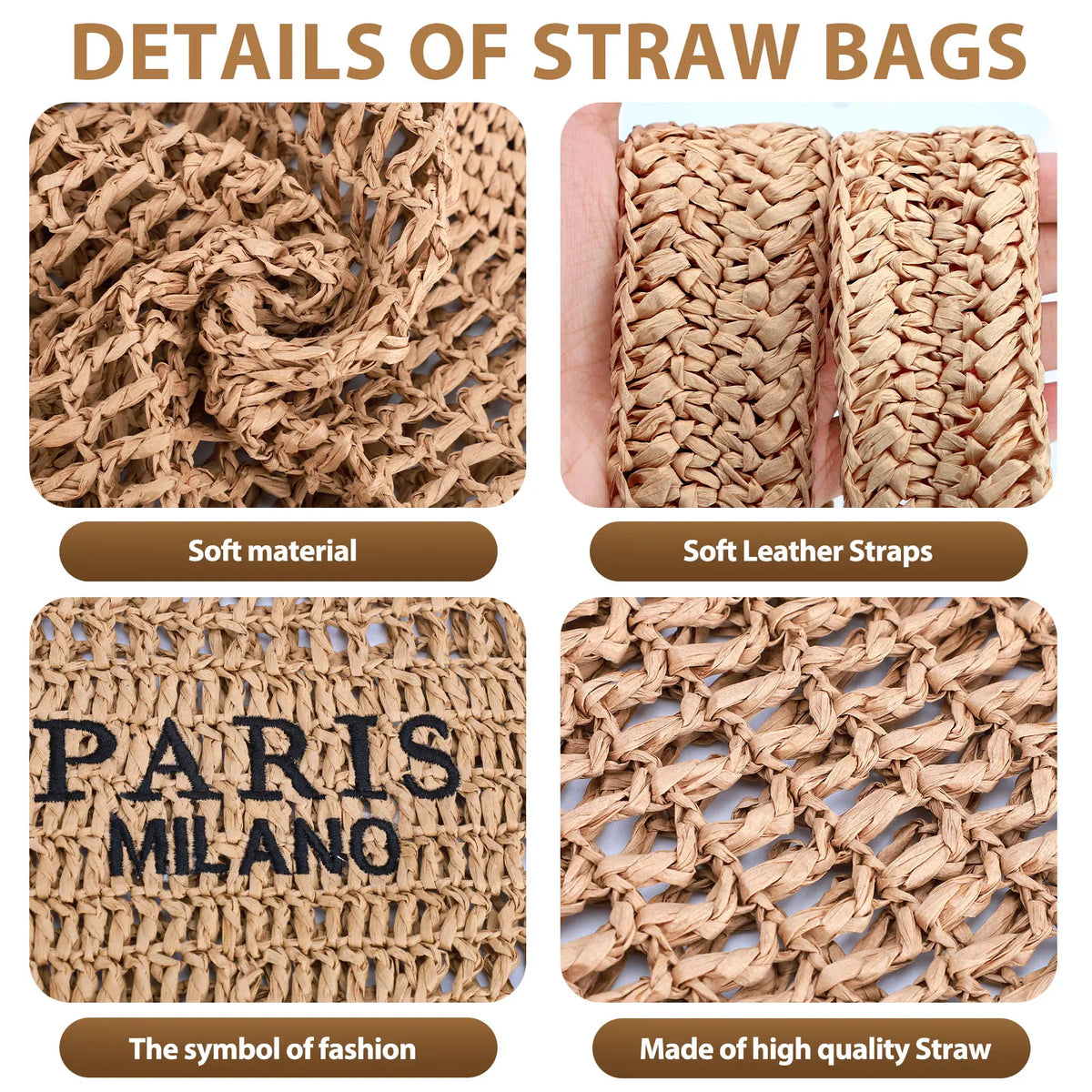 Oversized Woven Straw Beach Tote for Women – Large Crochet Mesh Shoulder Bag, Summer Vacation & Travel Carryall