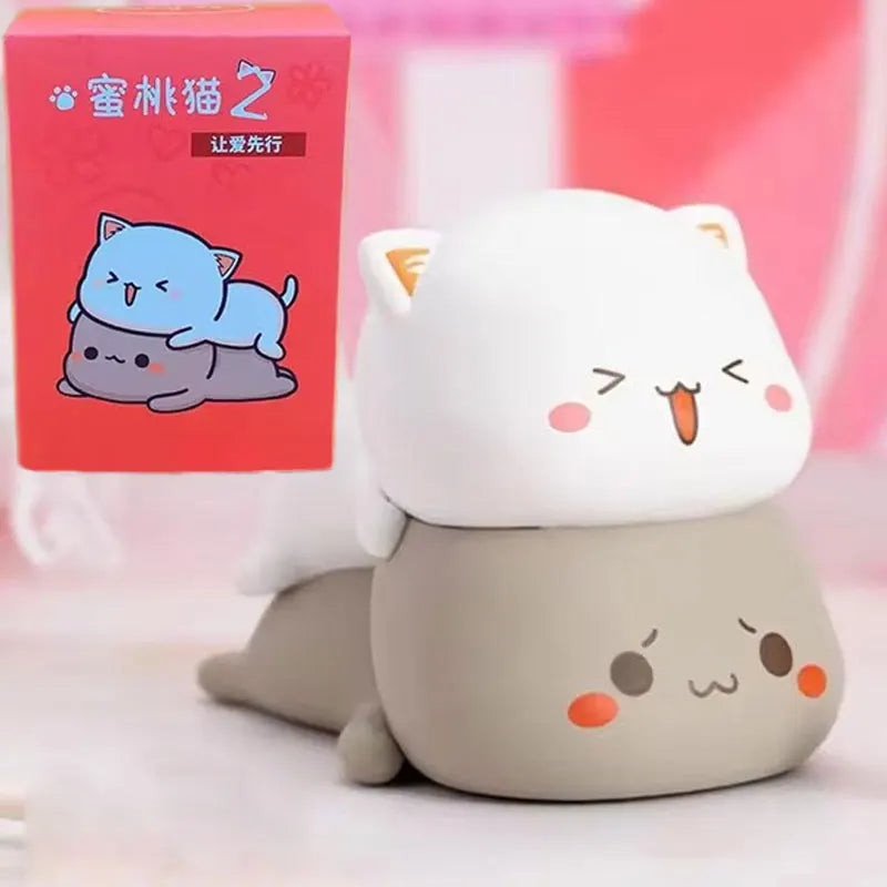 Mitao Cat 2/3/4 Season Lucky Cat Blind Box Cute Kawaii Honey Peach Cat Mystery Box Toys Anime Figure Doll Home Ornament