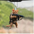 8Cm Acrylic Flat Facing Cat Gun Car Pendant Dog Riding Motorcycle Backpack Pendant Home Decoration Angel Pig Handicraft 1Pcs