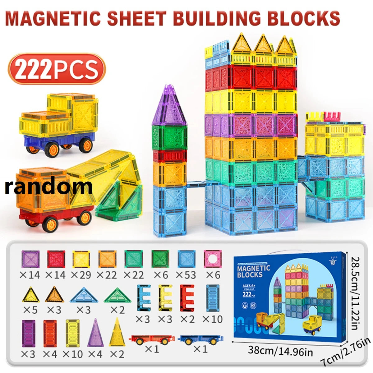 Magnetic Tiles for Kids STEM Toys Magnet Toys for Boys Girls Toddlers Magnetic Building Blocks Preschool