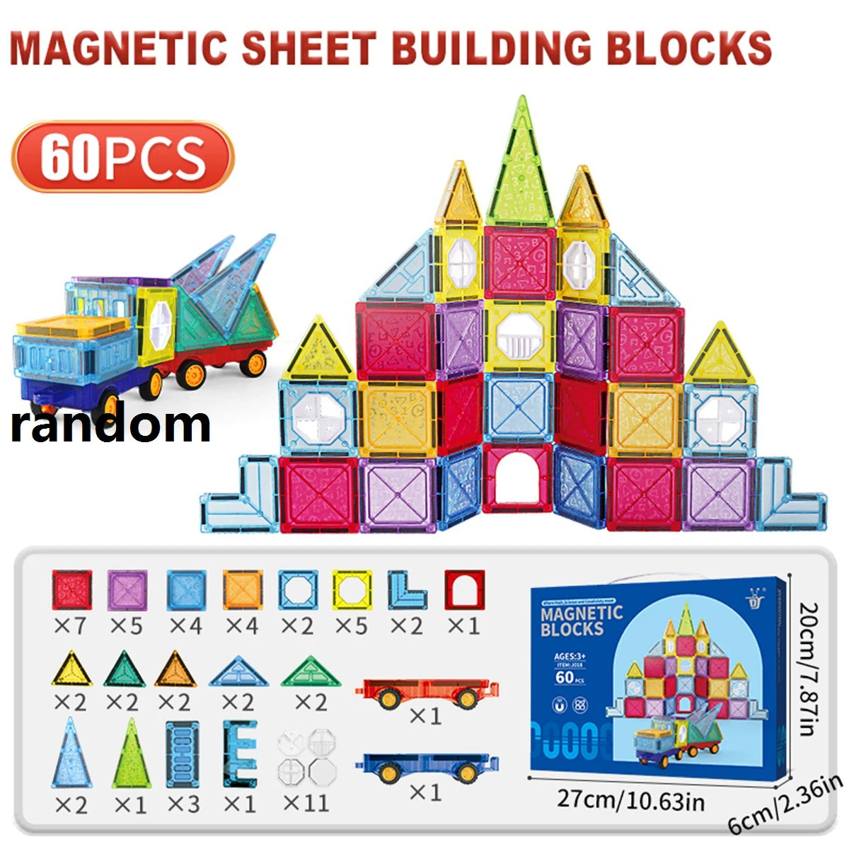 Magnetic Tiles for Kids STEM Toys Magnet Toys for Boys Girls Toddlers Magnetic Building Blocks Preschool