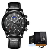 LIGE Meridian Men’s Chronograph Quartz Watch – Leather Strap & Date Display