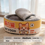 Canned-food cat bed size chart in centimeters