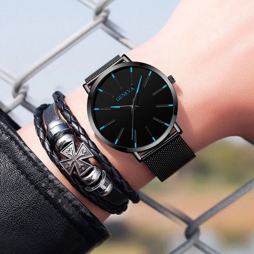 Men's Stainless Steel Waterproof Watch - Quartz Luminous - Classic Watches Business