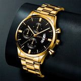 POEDAGAR Boardroom Men’s Calendar Quartz Watch – Stainless Steel Bracelet