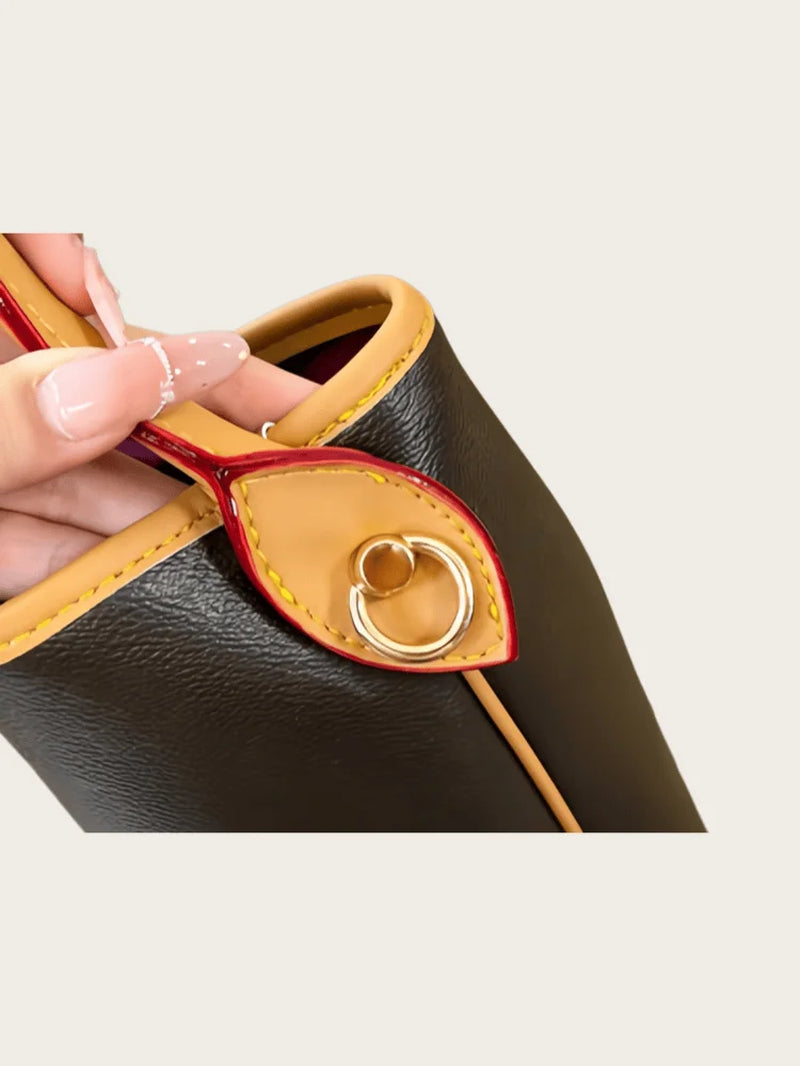 Women’s Black & Tan Hobo Shoulder Bag – Trendy Oversized Buckle Purse, Convertible Crossbody Handbag, Y2K Everyday Bag