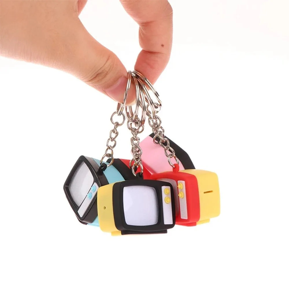 Creative Retro Television Keychain Model Keychain Pendant Creative Children Miniature Television Tv Led Keychain Home