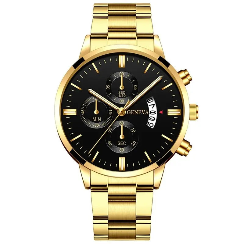 POEDAGAR Boardroom Men’s Calendar Quartz Watch – Stainless Steel Bracelet