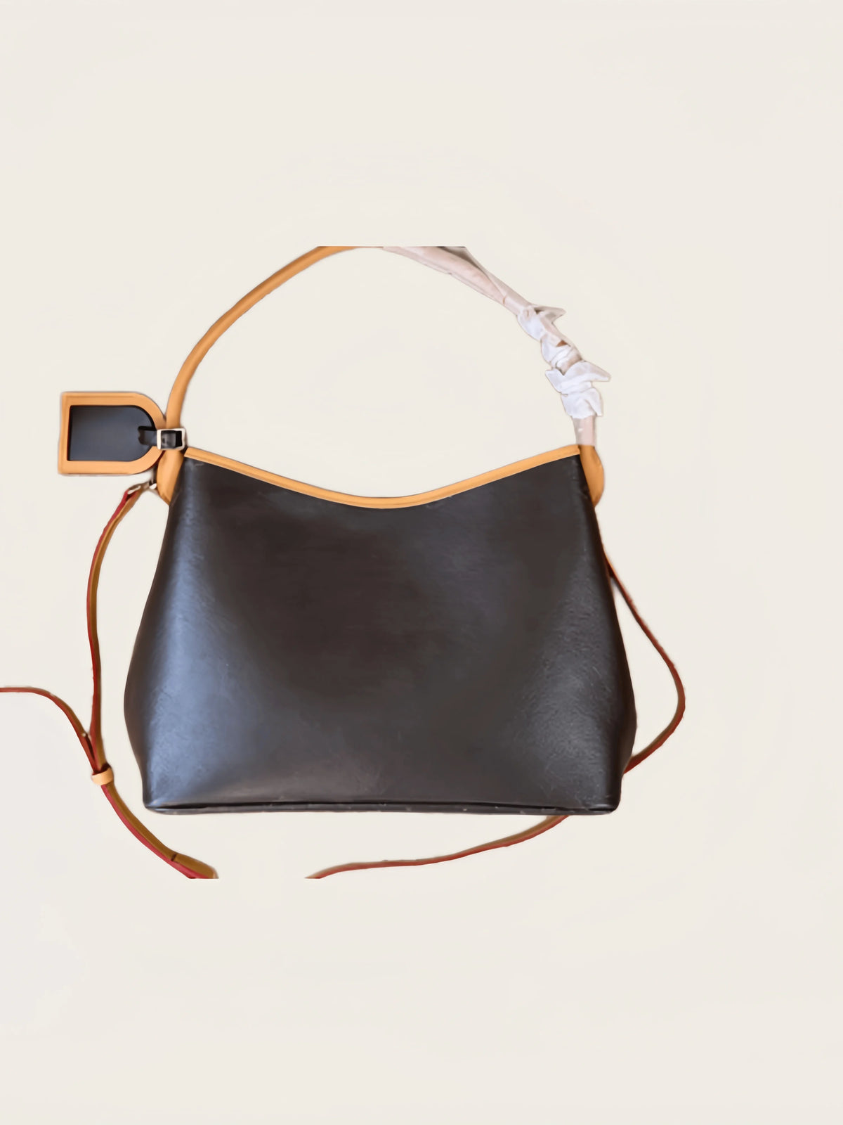 Women’s Black & Tan Hobo Shoulder Bag – Trendy Oversized Buckle Purse, Convertible Crossbody Handbag, Y2K Everyday Bag