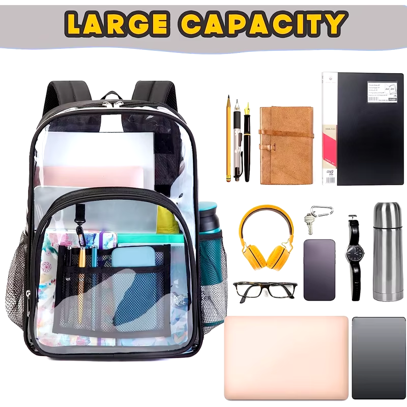 Clear Backpack Transparent School Bag Large Capacity Stadium and Concert Approved