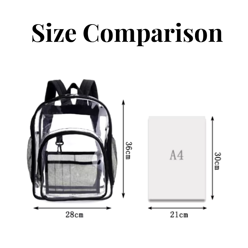 Clear Backpack Transparent School Bag Large Capacity Stadium and Concert Approved