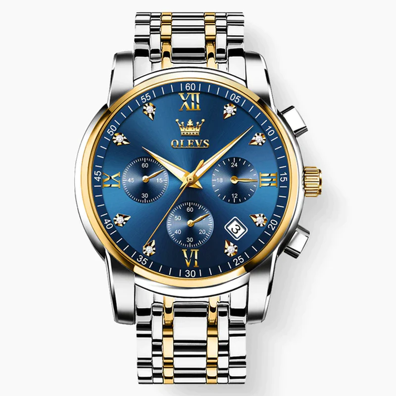 Luxury Chronograph Luminous Quartz Watch For Business Waterproof Stainless Steel Wrist Watch