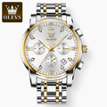 Luxury Chronograph Luminous Quartz Watch For Business Waterproof Stainless Steel Wrist Watch
