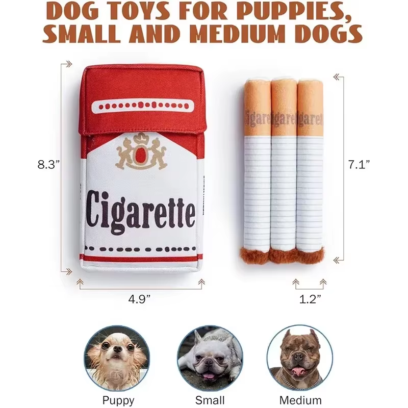 Plush Cigarette Dog Chew Toy Great for Doggy Photo Shoot Puppy Smoking Butts Funny