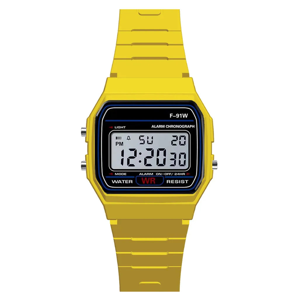 80’s Retro Digital Business Watch Colorful Vintage Style with Plastic Wristband