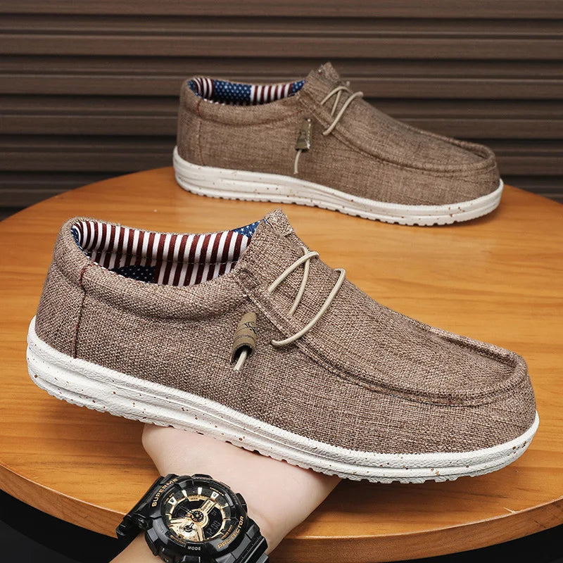Hey Jude's Dude Shoes – canvas shoe detail, side view