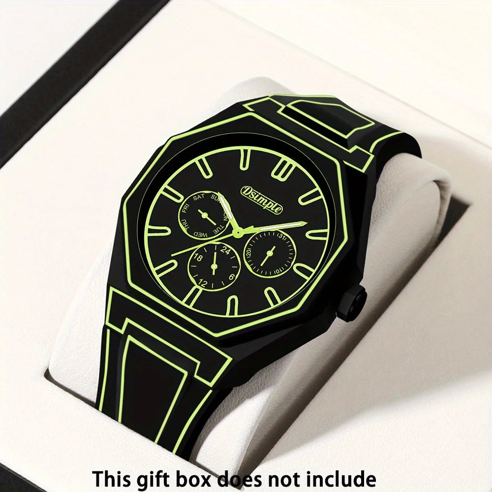 Elegant Men Quartz Watch - Silicone Strap, Analog Display, Christmas and Halloween Gift, Creative Wristwatch, Men Gift