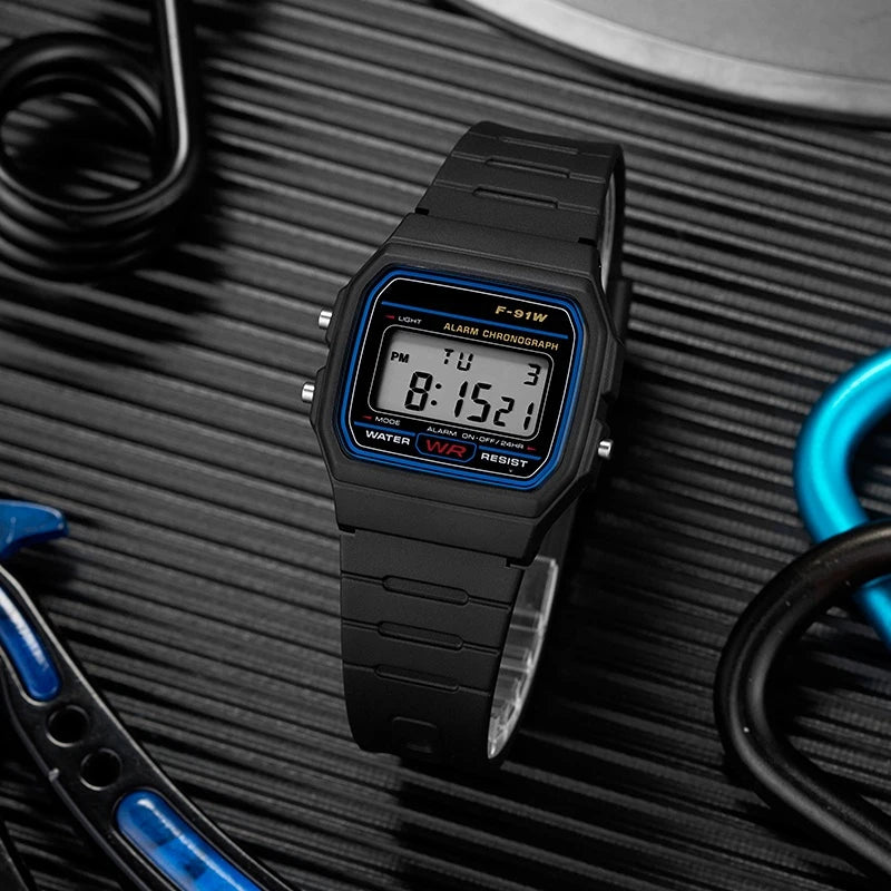 80’s Retro Digital Business Watch Colorful Vintage Style with Plastic Wristband