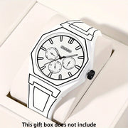 Elegant Men Quartz Watch - Silicone Strap, Analog Display, Christmas and Halloween Gift, Creative Wristwatch, Men Gift