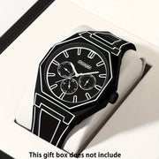 Elegant Men Quartz Watch - Silicone Strap, Analog Display, Christmas and Halloween Gift, Creative Wristwatch, Men Gift