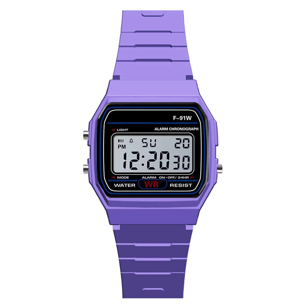 80’s Retro Digital Business Watch Colorful Vintage Style with Plastic Wristband