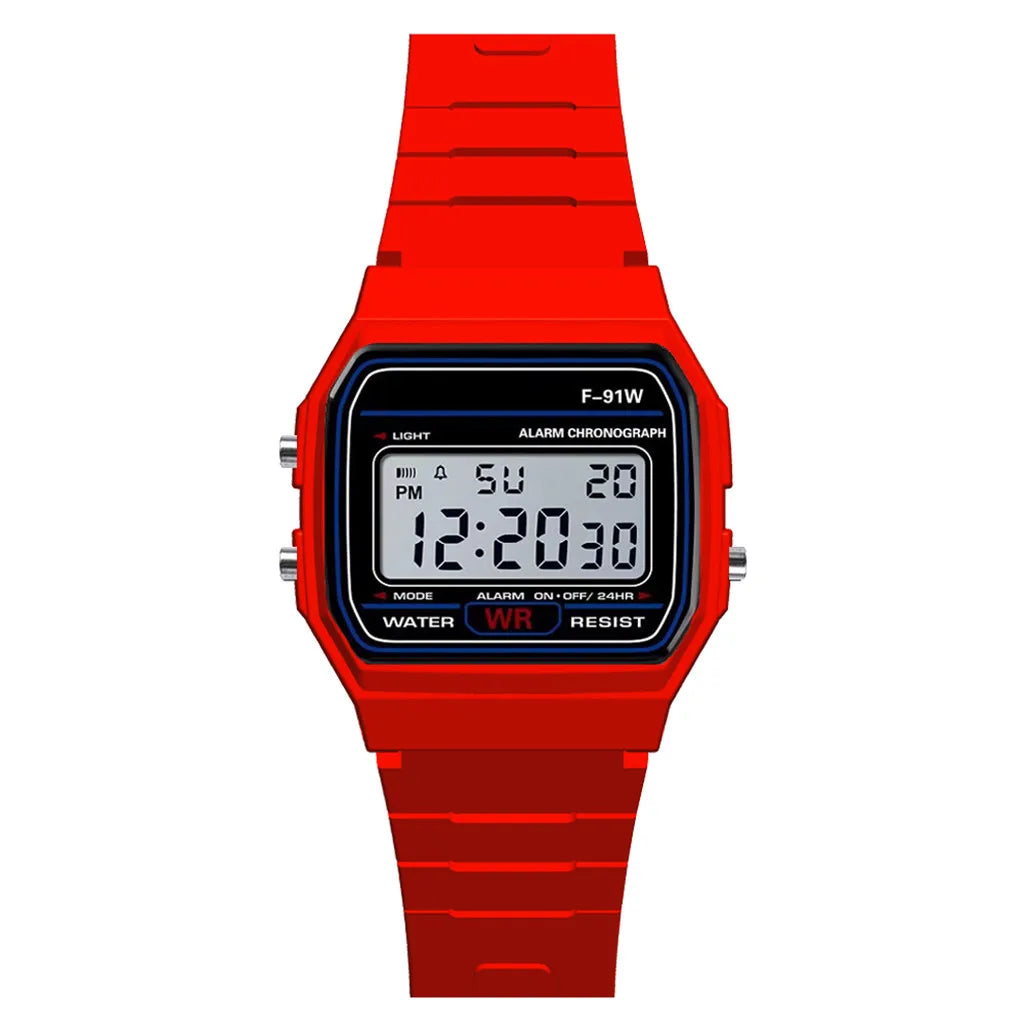 80’s Retro Digital Business Watch Colorful Vintage Style with Plastic Wristband