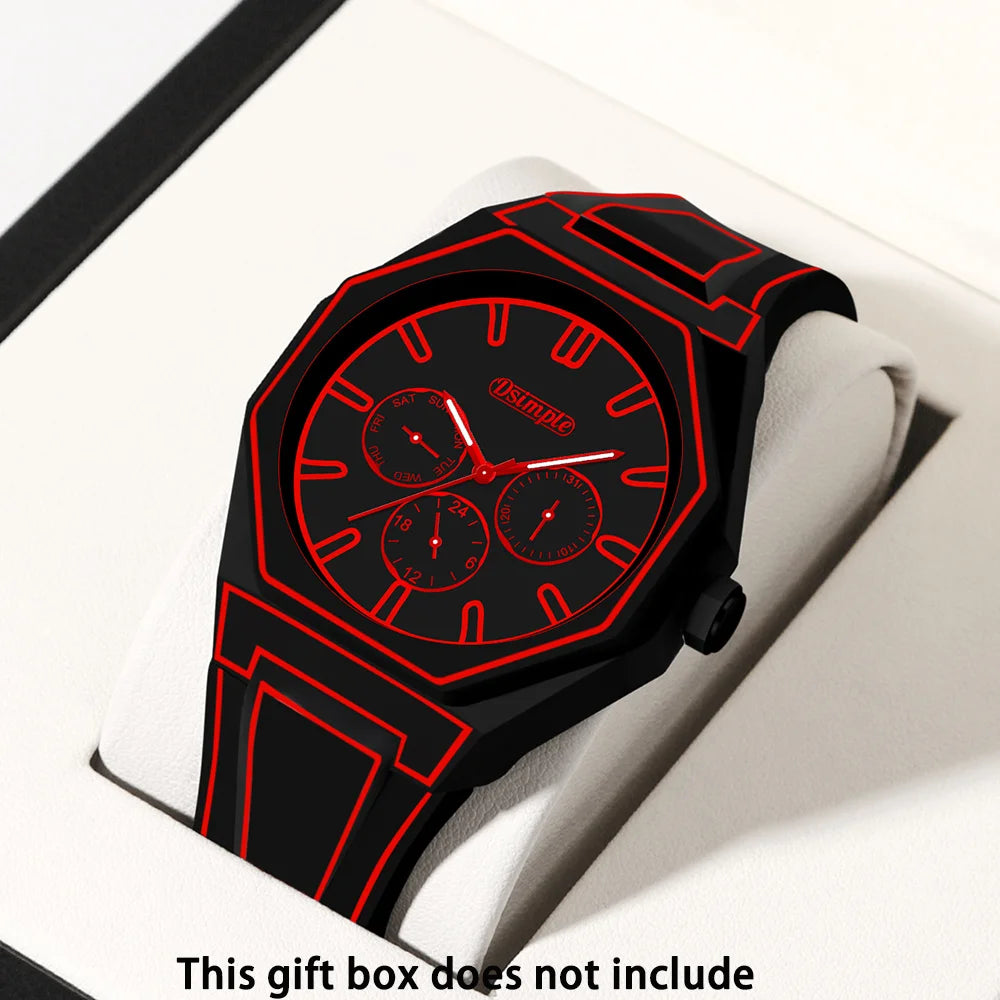 Elegant Men Quartz Watch - Silicone Strap, Analog Display, Christmas and Halloween Gift, Creative Wristwatch, Men Gift