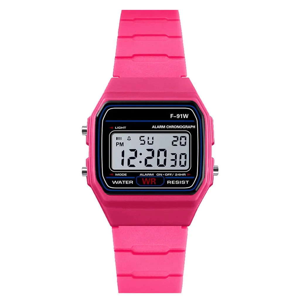 80’s Retro Digital Business Watch Colorful Vintage Style with Plastic Wristband