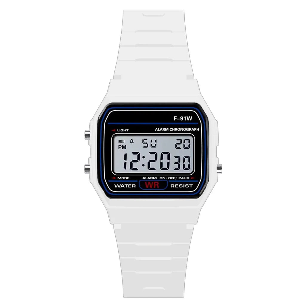 80’s Retro Digital Business Watch Colorful Vintage Style with Plastic Wristband