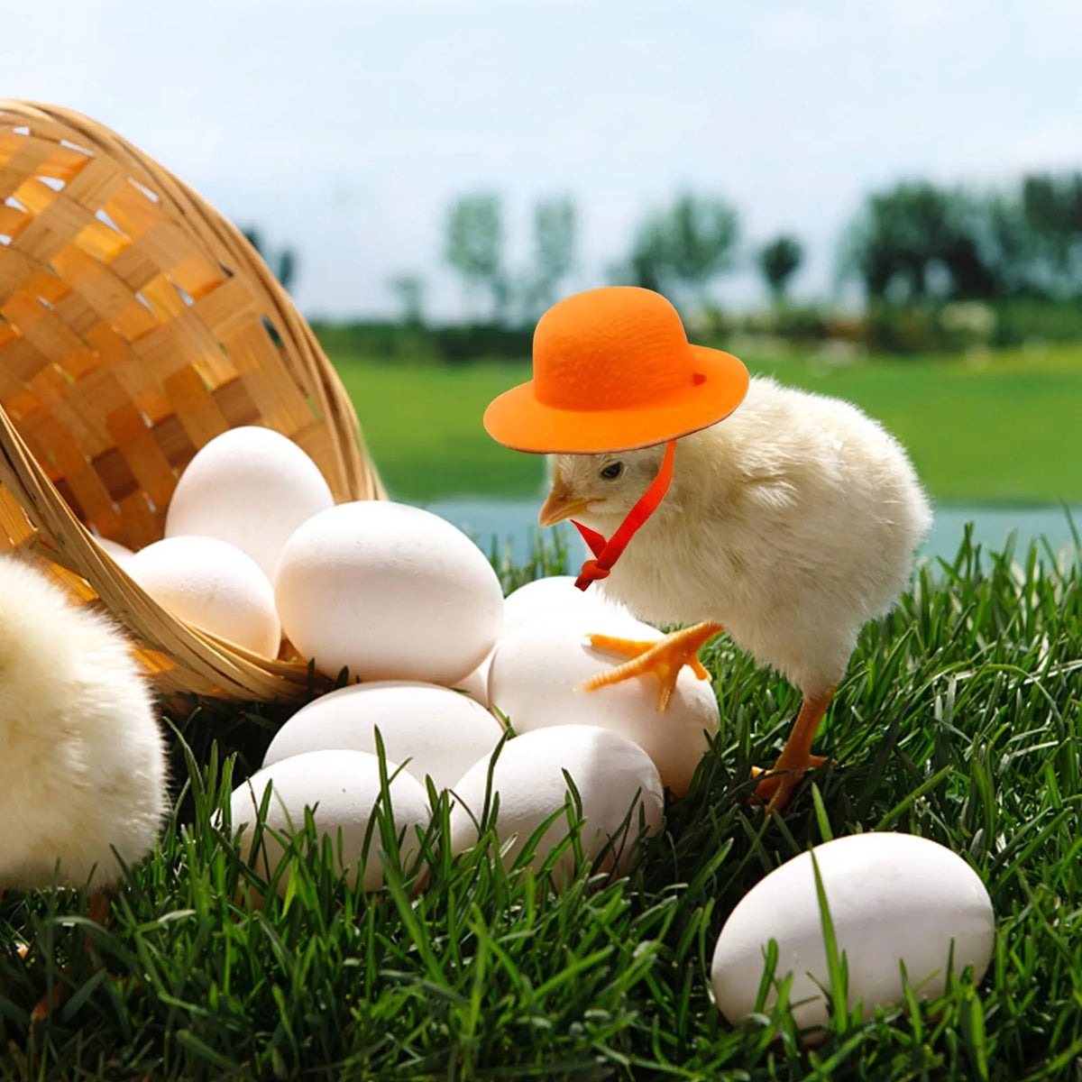 Funny Chicken Hat for Hens & Roosters – Tiny Adjustable Poultry Pet Costume Hat, Chicken Accessories & Photo Prop