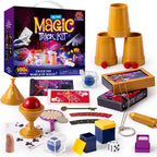 180+ Magic Set contents with cups, balls, cards, wand and illusion props