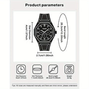 Elegant Men Quartz Watch - Silicone Strap, Analog Display, Christmas and Halloween Gift, Creative Wristwatch, Men Gift