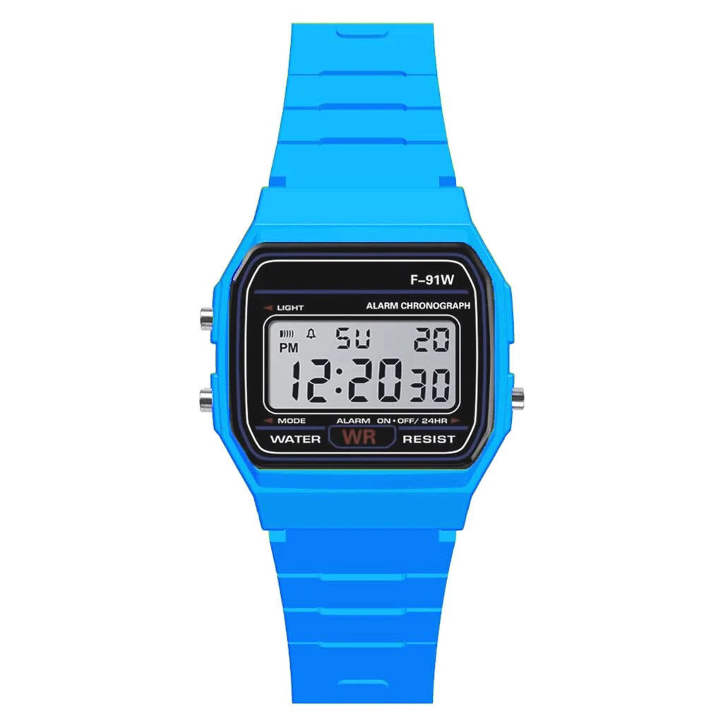 80’s Retro Digital Business Watch Colorful Vintage Style with Plastic Wristband