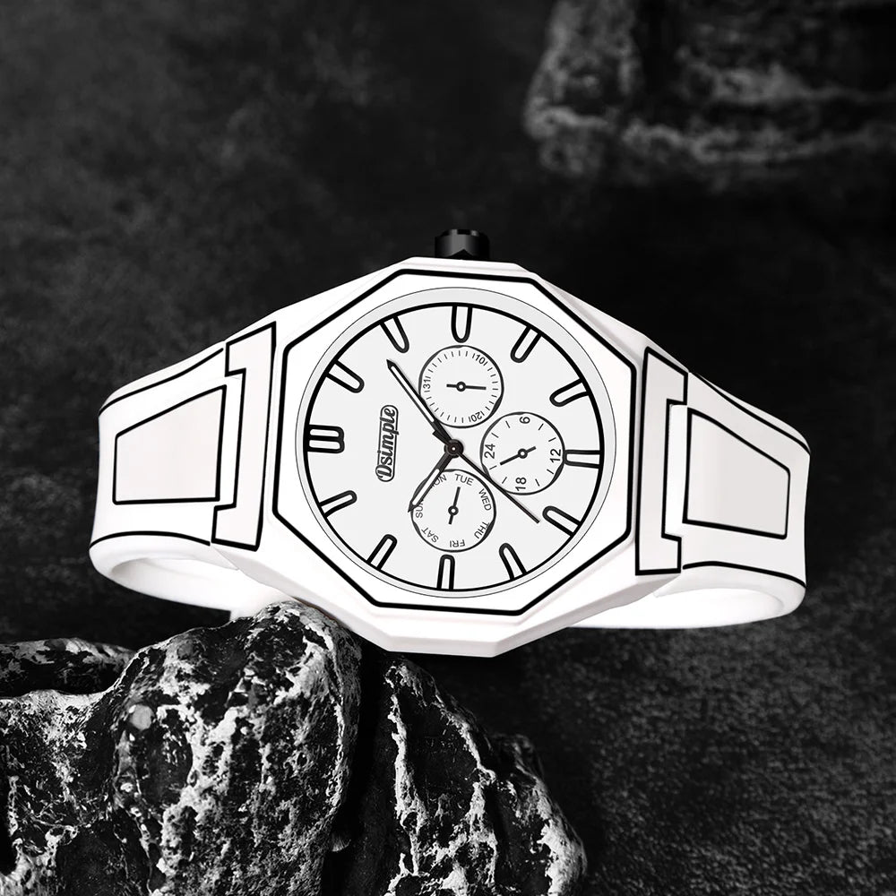 Elegant Men Quartz Watch - Silicone Strap, Analog Display, Christmas and Halloween Gift, Creative Wristwatch, Men Gift
