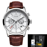 LIGE Meridian Men’s Chronograph Quartz Watch – Leather Strap & Date Display