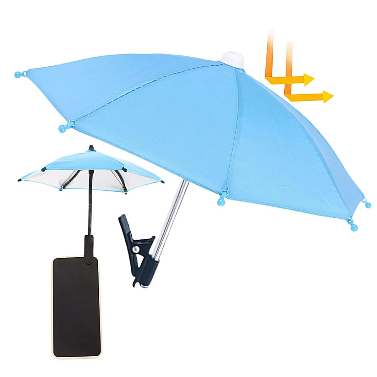 Clip-On Phone Umbrella Sun Shade – Adjustable Anti-Glare Smartphone Screen Shade for Beach, Travel, Camping & Outdoor Filming