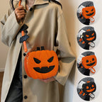 Halloween pumpkin crossbody purses in orange and black with Happy and Spooky faces