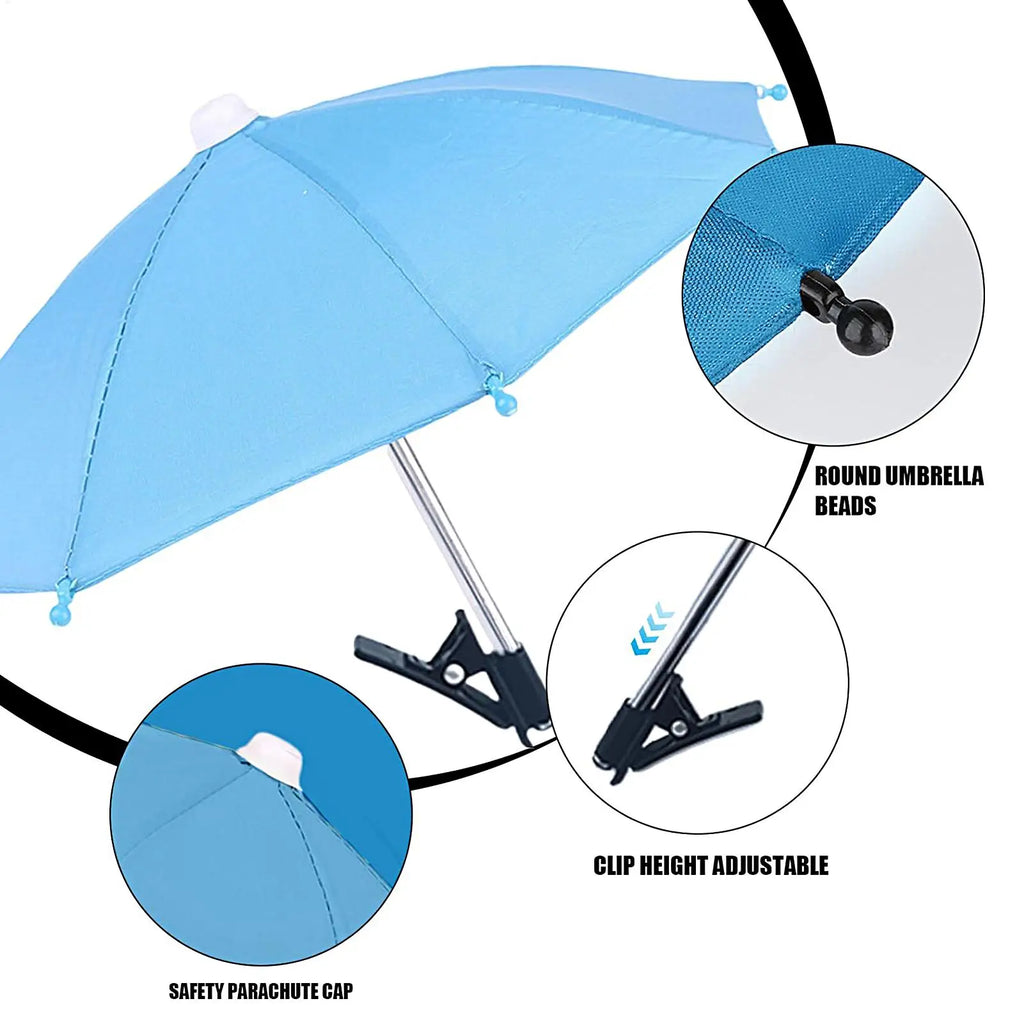 Clip-On Phone Umbrella Sun Shade – Adjustable Anti-Glare Smartphone Screen Shade for Beach, Travel, Camping & Outdoor Filming