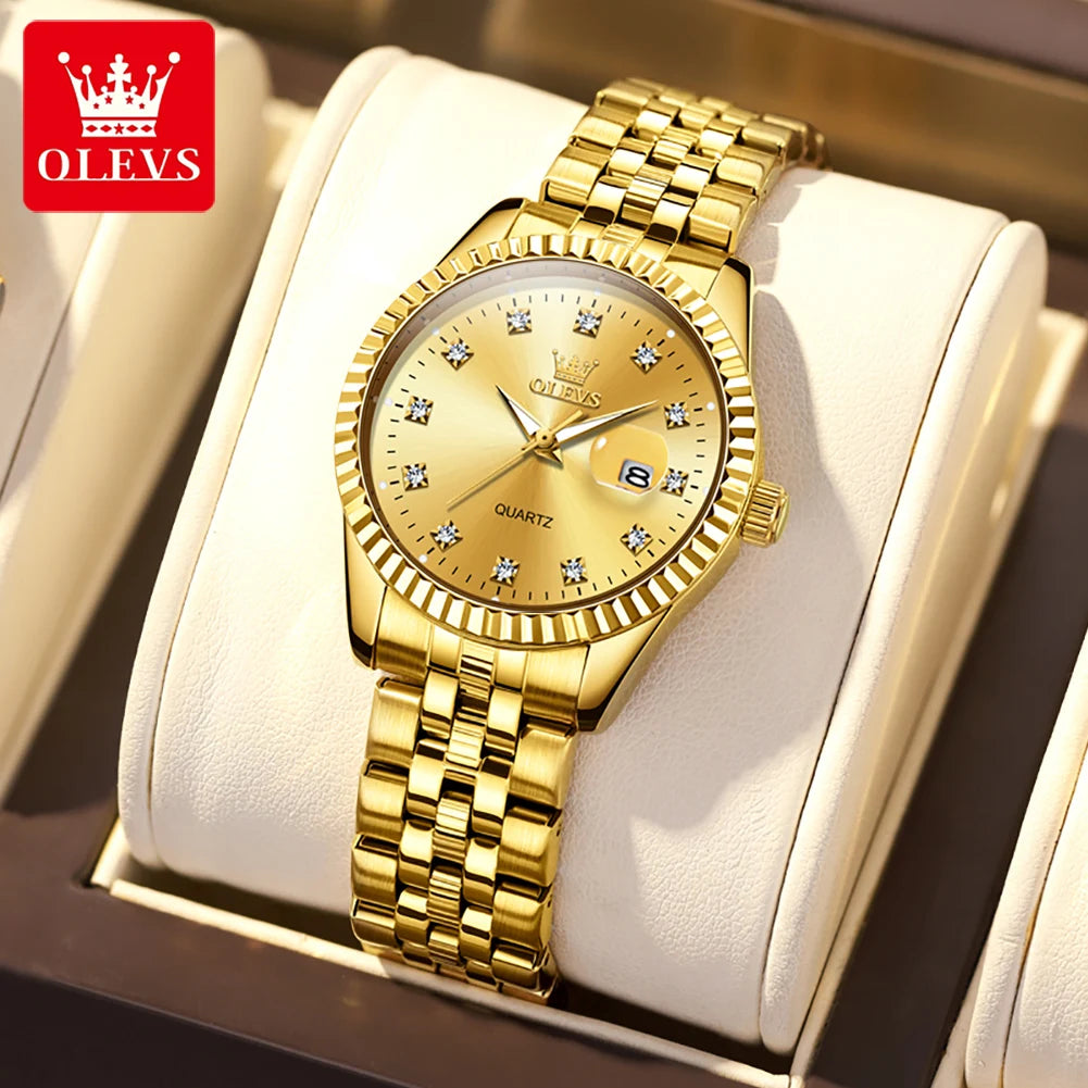 Classic Luxury Women'S Quartz Wristwatch Stainless Steel Waterproof Auto Date Diamond Scale Original Women'S Watches