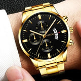 POEDAGAR Boardroom Men’s Calendar Quartz Watch – Stainless Steel Bracelet